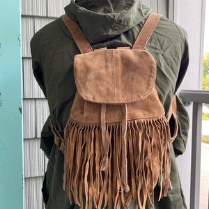So cute real suede hippie vintage woodstock backpack